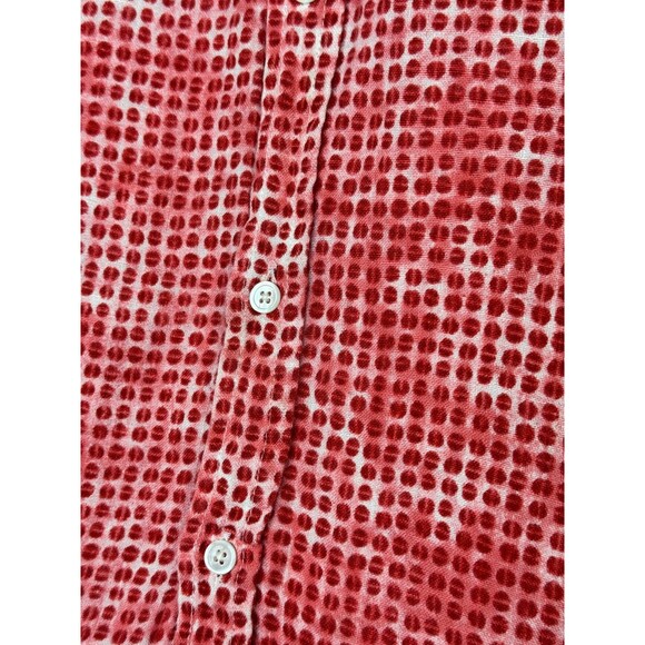 J Peterman Shirt Mens XL Red Dot Print Linen Short Sleeve Breathable Relaxed Fit - Picture 8 of 11